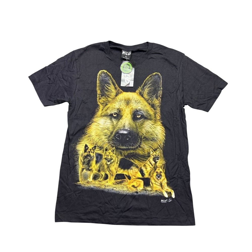 Vintage 90s The Mountain Wild German Shepherd Glow In The Dark T Shirt Mens M‎